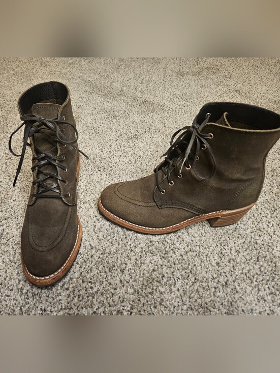 Red Wing Shoes Shoes - Olive Redwing Suede Lace-Up Ankle Boots